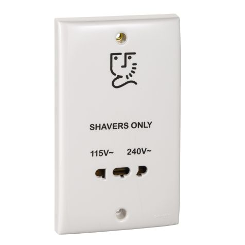 Schneider S-Classic, Shaver Socket, 115V/240V, White  - E727_WE_G12