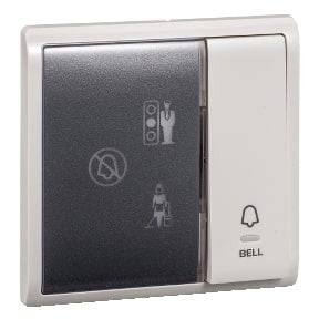 Schneider Pieno, Bell Switch 1G, 10A, 250V, with Illumination DND,PCU,PW Symbol, White - E8231BPDMW_WE_G1