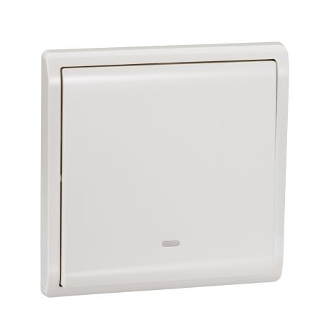 Schneider Pieno, Switch, 1G, 1W, 16AX, 250V, switch with fluorescent locator, White - E8231L1F_WE_G3