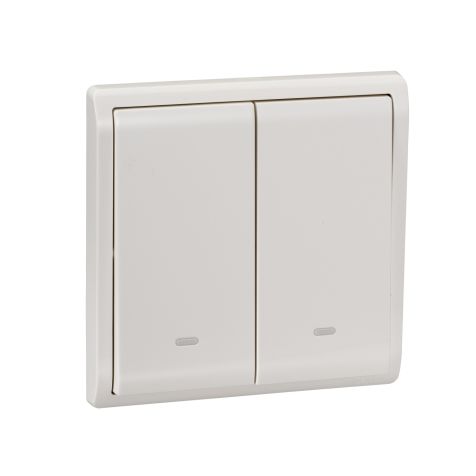 Schneider Pieno, Switch, 2G, 1W, 16AX, 250V, switch with fluorescent locator, White  - E8232L1F_WE_G3