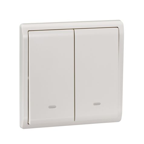 Schneider Pieno, Switch, 2G, 2W, 16AX, 250V, switch with fluorescent locator, White - E8232L2F_WE