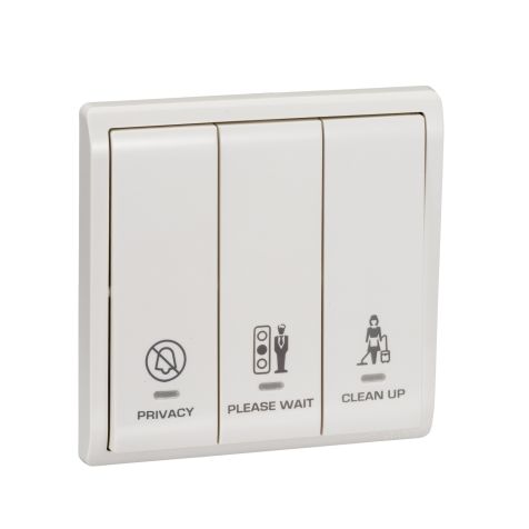 Schneider Pieno, Switch, 3G, 16AX, switch with Neon with DND,PCU,PW symbol, White - E8233DMWS_WE_G1