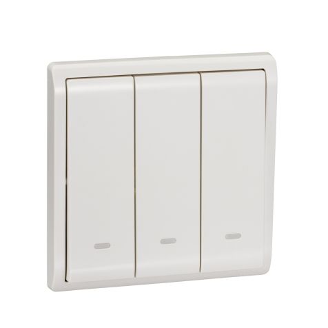 Schneider Pieno, Switch, 3G, 1W, 16AX, 250V, switch with fluorescent locator, White - E8233L1F_WE_G3