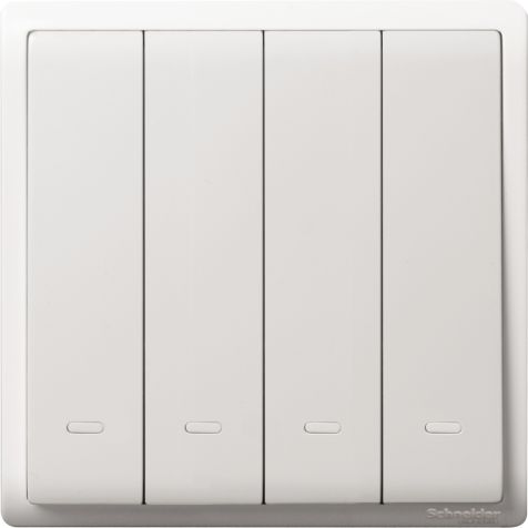 Schneider Pieno, Switch, 4G, 1W, 16AX, 250V, switch with fluorescent locator, White - E8234L1F_WE_G3