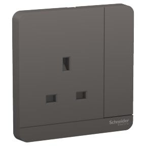 Schneider AvatarOn, Switched Socket, 3P, 13A, 250V, LED, Dark Grey - E8315N_DG