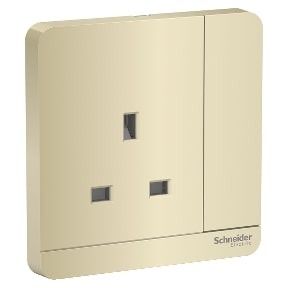 Schneider AvatarOn, Switched Socket, 3P, 13A, 250V, LED, Wine Gold - E8315N_WG