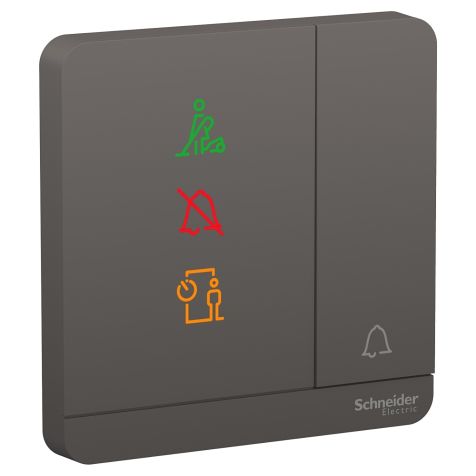 Schneider AvatarOn, Push Button for Doorbell, 10A, 250V, LED, Dark Grey - E8331BPDMW_DG