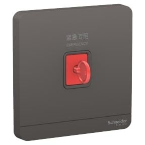 Schneider AvatarOn, Switch Panic Button With Key Reset, Dark Grey - E8331KPB_DG