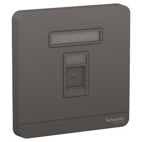 Schneider AvatarOn, data socket, cat6e, shuttered, Dark Grey - E8331RJS6_DG