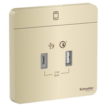 Schneider AvatarOn, USB Charger, type A + C, 2.1...3 A, Wine Gold - E8332ACQUSB_WG