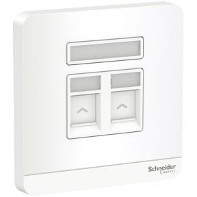 Schneider AvatarOn, 2 data sockets, RJ45, cat5e, shuttered, White - E8332RJS5_WE