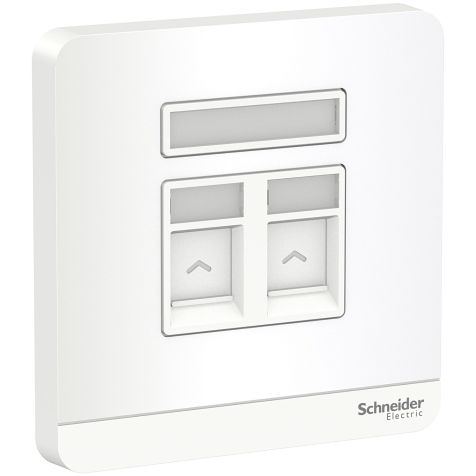 Schneider AvatarOn, 2 data sockets, RJ45, cat6e, shuttered, White - E8332RJS6_WE