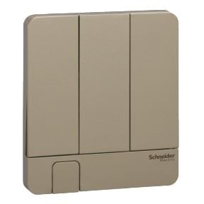 Schneider AvatarOn, Cover Plate for Switch, 3 rocker, Key holder, Wine Gold - E8333KH_WG
