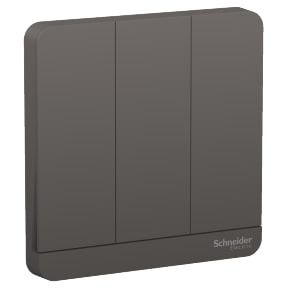 Schneider AvatarOn, Switch, 3G, 1 way, 16AX, 250V, LED, Dark Grey - E8333L1LED_DG_G3