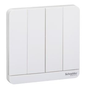 Schneider AvatarOn, Cover Plate for Switch, 4 rocker, White - E8334_WE