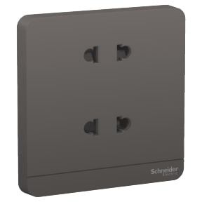 Schneider AvatarOn, Socket Outlet, 2 x 2P, 10A, Dark Grey - E83426U2_DG