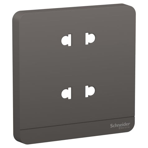 Schneider AvatarOn, Cover Plate for Socket Outlet, 2 x 2P, 10A, Dark Grey - E83426U2C_DG