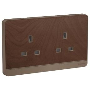 Schneider AvatarOn, Socket Outlet, 2 x 3P, Wood - E83T426_WD