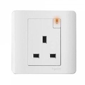 Schneider Zencelo, Switch Socket With Neon, 13A, 1G, White - E8415N_WE_G11