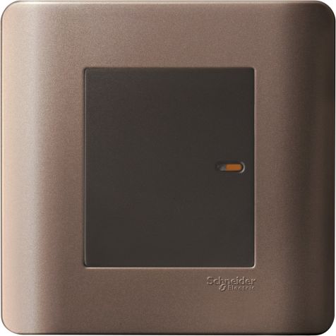 Schneider Zencelo, Switch, 1G, 1W, 16AX, Full Flat Switch With Indicator, Silver Bronze - E8431_1_SZ_G3