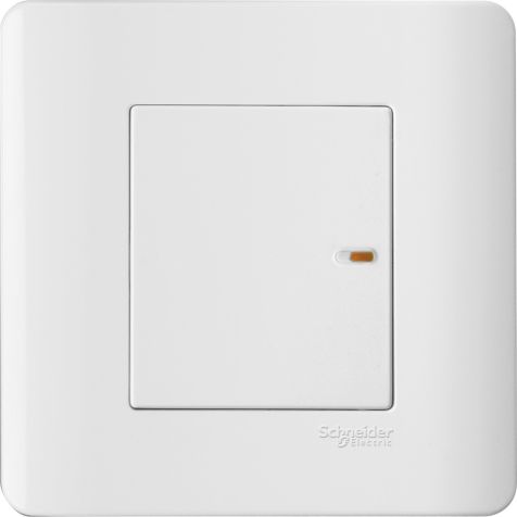 Schneider Zencelo, Switch, 1G, 1W, 16AX, Full Flat Switch With Indicator, White - E8431_1_WE_G3
