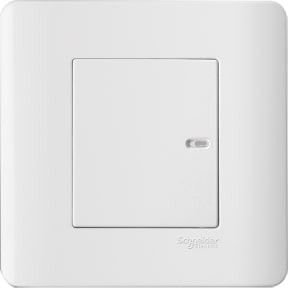 Schneider Zencelo, Switch, 1G, 2W, 16AX, Full Flat Switch With Indicator, White - E8431_2_WE_G3