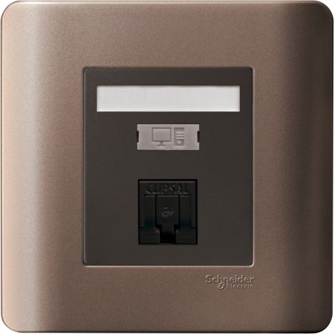 Schneider Zencelo, Data Socket RJ45 Cat6, Silver Bronze - E8431RJ_6_SZ