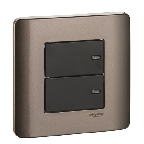 Schneider Zencelo, Switch, 2G, 1W, 16AX, 250V, Silver Bronze - E8432_1_SZ_G3