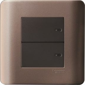 Schneider Zencelo, Press On/off, 2G, 2W, Full-Flat Press On/off, Silver Bronze - E8432PR1_SZ