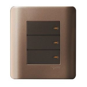 Schneider Zencelo, Switch, 3G, 2W, Silver Bronze - E8433_2_SZ_G3
