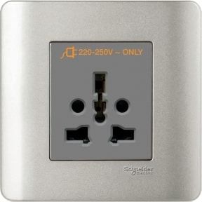 Schneider Zencelo, International Socket, 1G, Silver Satin - E84426_16TS_SA