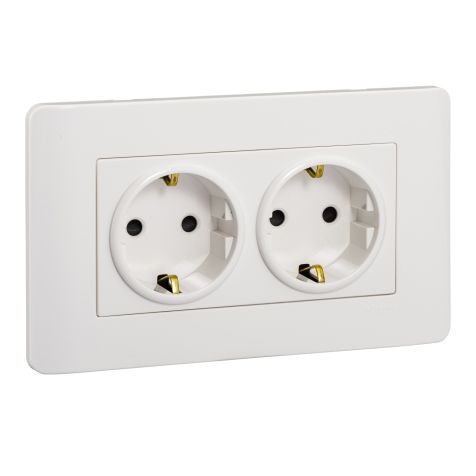 Schneider Zencelo, Socket Outlet, Stop Kontak Schuko 2G, White - E84T426_16S_WE_G3