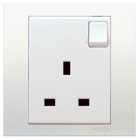 Schneider Vivace, Switch Socket, 13A 250V 1G, White - KB15