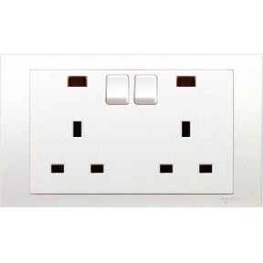 Schneider Vivace, Switch Socket With Neon, 13A 250V, 2G, White - KB25N