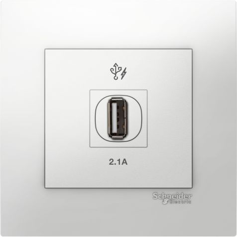 Schneider Vivace, USB Socket, 2.1A, White - KB31USB_WE