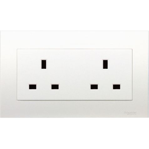 Schneider Vivace, Socket Outlet Twin Gang, 13A, 250V, White - KBT426