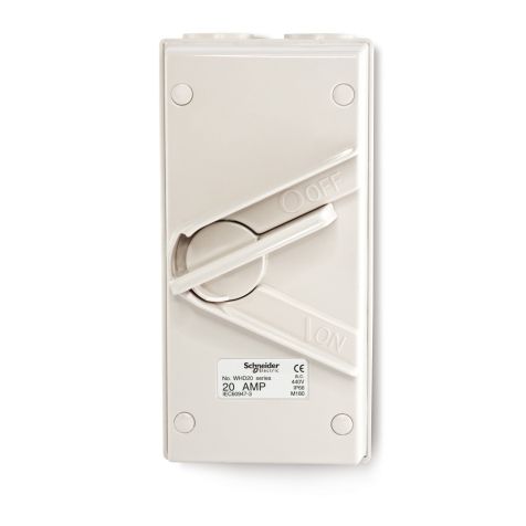 Schneider Wheatherproof 20A - 440V Surface Mount Double Pole Isolating Switch IP66 - WHD20_GY