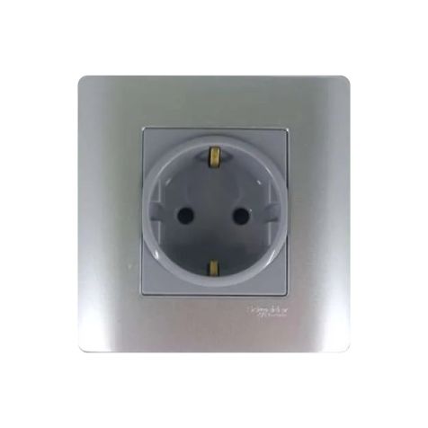 Schneider Zencelo, Socket Outlet, 1G, 16A 250V, Silver Satin - E84426_16S_SA_G3