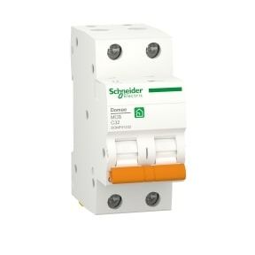 Schneider Domae MCB - 2P, 32 A, C Curve, 6000 A - Miniature circuit breaker - DOMF01232