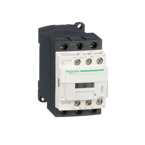 Schneider Kontaktor TeSys D - 3P, 9A, 24V, DC coil, 3NO, AC-3 -<=440V - LC1D09BD