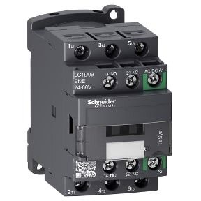 Schneider Kontaktor TeSys D - 3P, 9A, 24-60V, AC/DC coil, 3NO, AC-3 -<=440V - LC1D09BNE