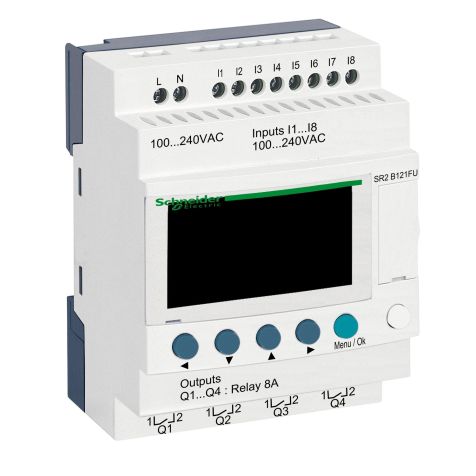 Schneider Zelio Logic - compact smart relay - 12 I O - 100..240V - AC - clock - display - SR2B121FU