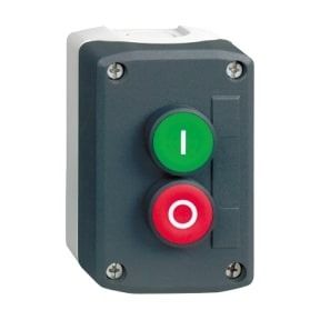 Schneider dark grey station - green flush/red flush pushbuttons22 spring return - XALD213