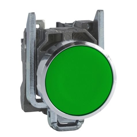 Schneider Push Button, XB4, Green, Flush, 1NO - XB4BA31