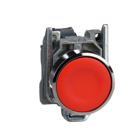Schneider Push Button, XB4, Red, Flush, 1NC, - XB4BA42