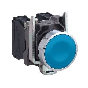Schneider Push Button, XB4, Blue, Flush, 1NO - XB4BA61