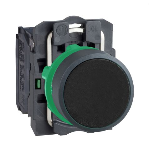 Schneider Pushbutton - Black - plastic - flush complete pushbutton - 22 - spring return - 1NO - unmarked - XB5AA21