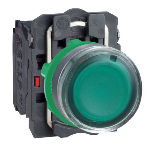 Schneider Pushbutton - Green - plastic - flush - 22 - spring return - 24V AC/DC - 1NO+1NC - XB5AW33B5