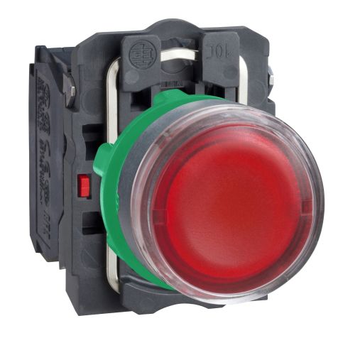 Schneider Pushbutton - Red - plastic - flush - 22 - spring return - 24V AC/DC - 1NO+1NC - XB5AW34B5
