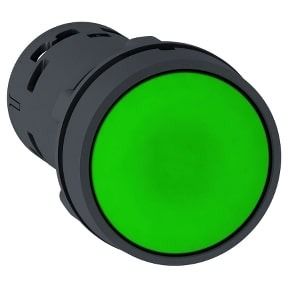 Schneider Pushbutton Monolithic - Green - plastic - push and push to release - 1NO - XB7NH31